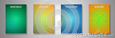 Cool circle faded screen tone cover page templates vector kit. Corporate magazine perforated screen Vector Illustration