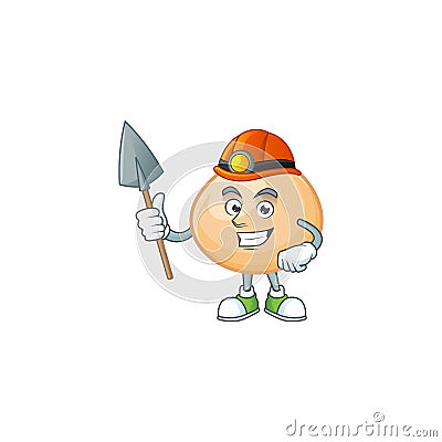 Cool clever Miner brown hoppang cartoon character design Vector Illustration