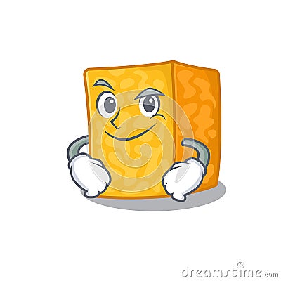 Cool colby jack cheese mascot character with Smirking face Vector Illustration