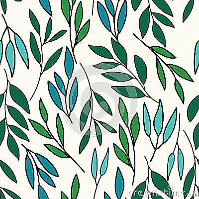 Cool colors over all leaves print seamless pattern Stock Photo