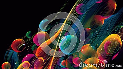 Cool colors and bubbles with reflection of bright colors Stock Photo