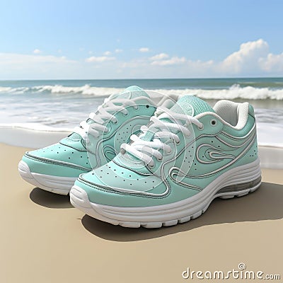 Cool and comfortable breathable mesh running shoes for intense summer workouts Stock Photo