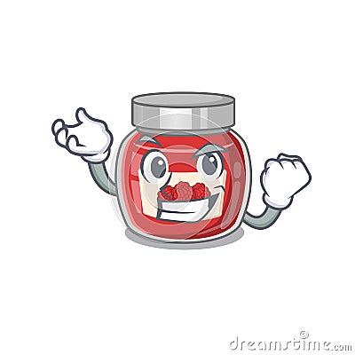 Cool confident Successful raspberry jam cartoon character style Vector Illustration