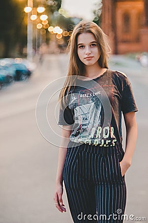 Cool and confident teen girl posing Stock Photo