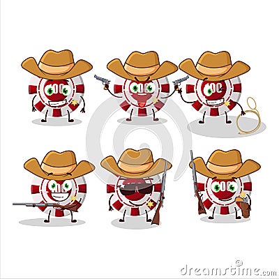 Cool cowboy 100 dollar casino chip cartoon character with a cute hat Vector Illustration