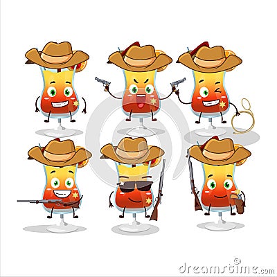 Cool cowboy tequila sunrise cartoon character with a cute hat Vector Illustration