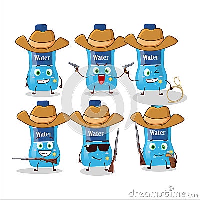 Cool cowboy water bottle cartoon character with a cute hat Vector Illustration