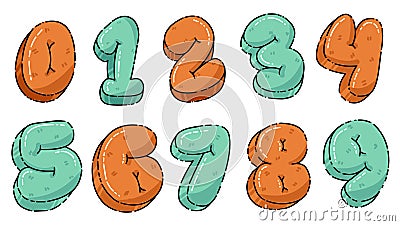 Cool 3d comic drawing of numbers Vector Illustration