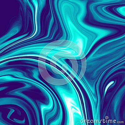 Cool Dark Blue Chromatic Liquid Marble Illustration Cartoon Illustration