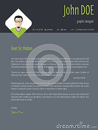 Cool dark resume cover letter cv template Stock Photo