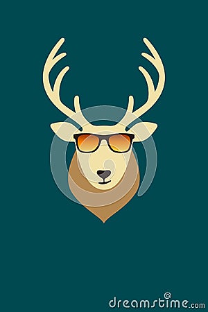 Cool deer wear a glasses, vector Vector Illustration