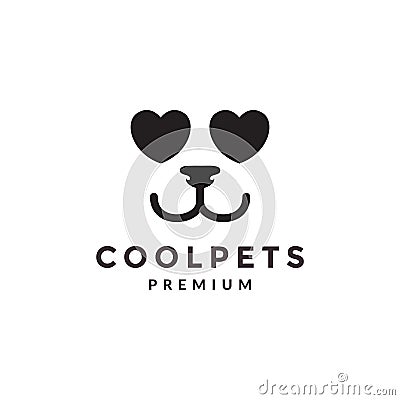 Cool dog eyes love logo symbol icon vector graphic design illustration idea creative Vector Illustration