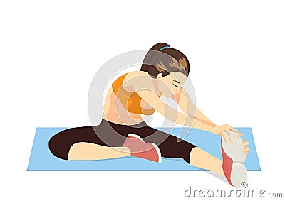 Cool down stretches leg after exercise Vector Illustration