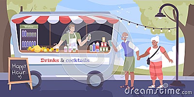 Cool Drink Street Flat Concept Vector Illustration