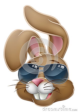 Cool Easter Bunny Rabbit in Sunglasses Cartoon Vector Illustration