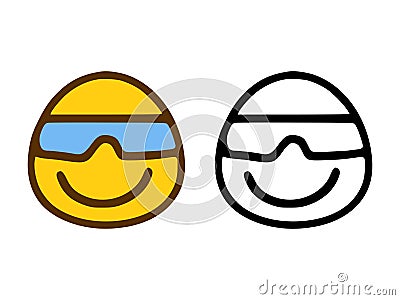 Cool emoticon with glasses in doodle style Vector Illustration