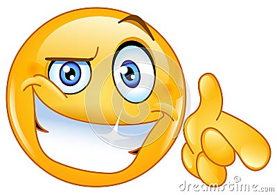 Cool emoticon pointing at you Vector Illustration