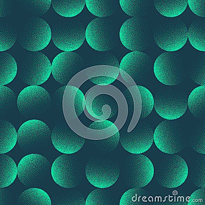 Cool Faded Circles Seamless Pattern Trendy Vector Turquoise Abstract Background Vector Illustration