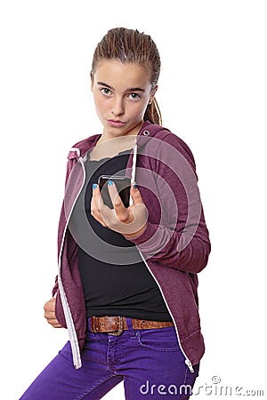 Cool female teenager with smart phone Stock Photo