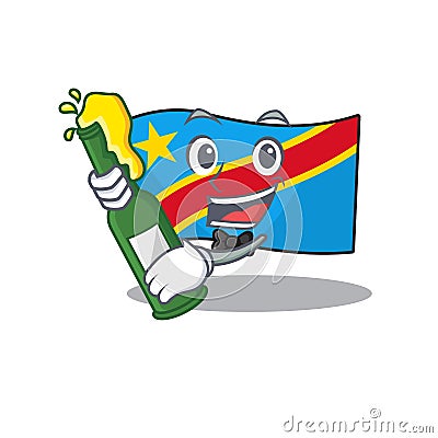 Cool flag democratic republic with beer mascot cartoon style Vector Illustration