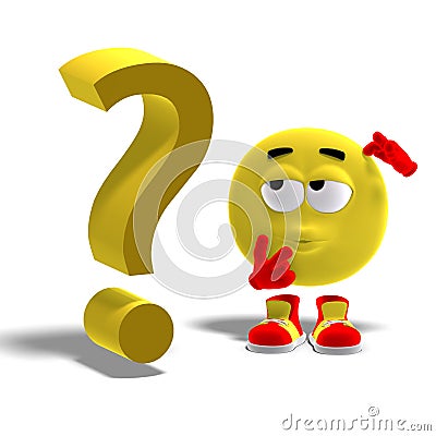 Cool and funny emoticon has a question mark Stock Photo