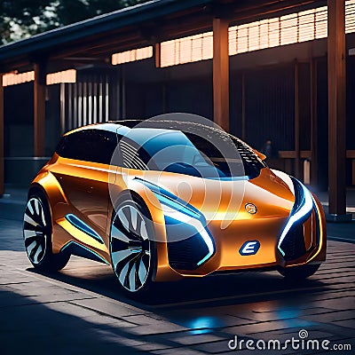 Cool futuristic electric concept car - ai generated image Stock Photo