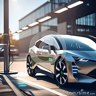 Cool futuristic electric concept car - ai generated image Stock Photo