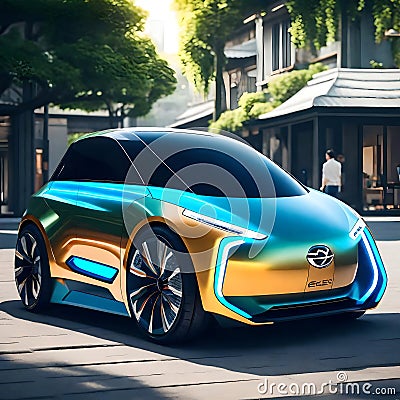 Cool futuristic electric concept car - ai generated image Stock Photo