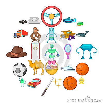 Cool game icons set, cartoon style Vector Illustration