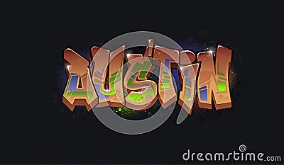A Cool Genuine Wildstyle Graffiti art styled Name Design - Austin Vector Illustration