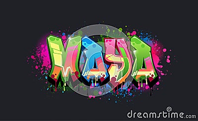 A Cool Genuine Wildstyle Graffiti Name Design - Maya Vector Illustration