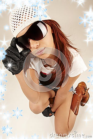 Cool girl in big sunglasses Stock Photo