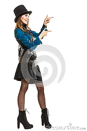 Cool girl in steampunk style. Stock Photo