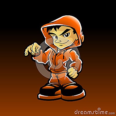 Cool guy rap hip hop graffiti character Vector Illustration