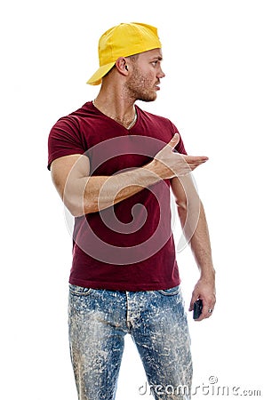 Cool handsome guy looking sideway. Stock Photo