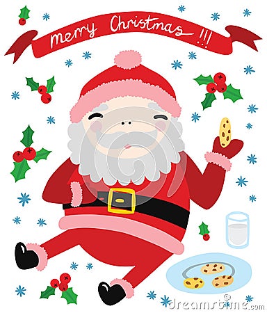 Cool Happy Santa Eating Cookies Stock Photo