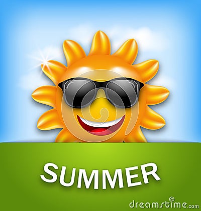 Cool Happy Summer Sun in Sunglasses Vector Illustration