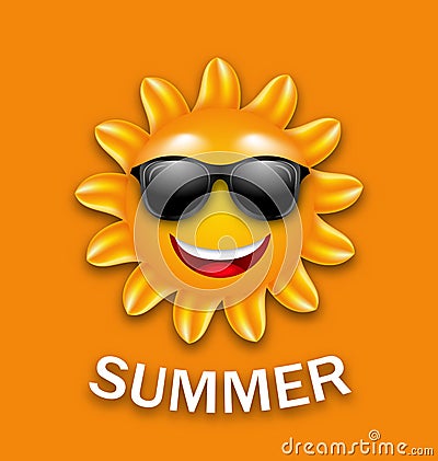 Cool Happy Summer Sun in Sunglasses Vector Illustration