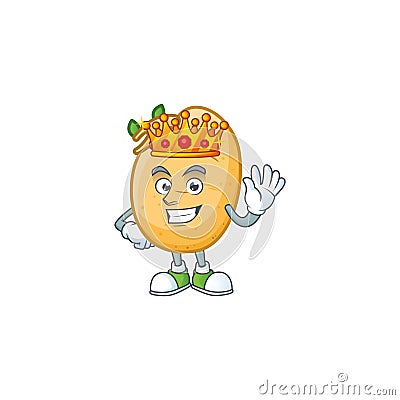 Cool King of sprouted potato tuber on cartoon character style Vector Illustration