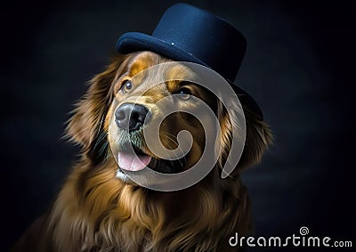 Cool labrador posing in the photo studio in front of the colorful background. Cartoon Illustration