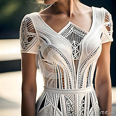 Cool lace wedding dress - ai generated image Stock Photo