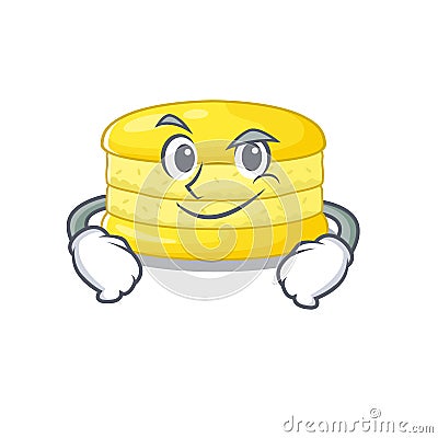 Cool lemon macaron mascot character with Smirking face Vector Illustration