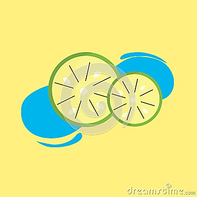 Cool lime on yellow background Stock Photo