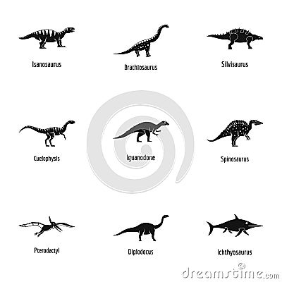 Cool lizard icons set, simple style Stock Photo