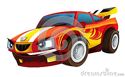 Cool looking cartoon racing car hod rod isolated on white background illustration Cartoon Illustration