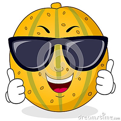 Cool Melon Character with Sunglasses Vector Illustration
