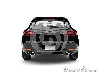 Cool modern family car - shiny black - back view Stock Photo