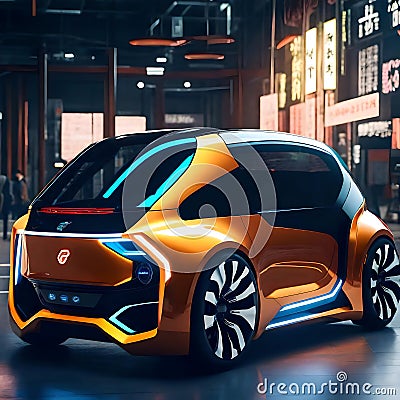 Cool futuristic electric concept car - ai generated image Stock Photo