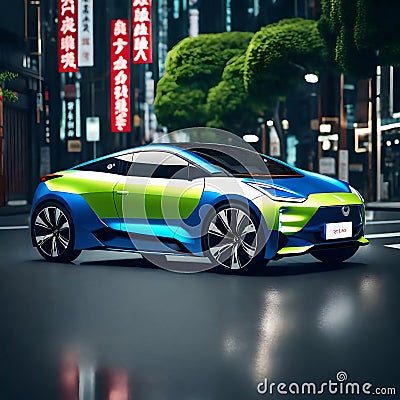 Cool futuristic electric concept car - ai generated image Stock Photo