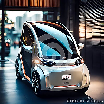 Cool futuristic electric concept car - ai generated image Stock Photo